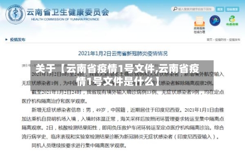 关于【云南省疫情1号文件,云南省疫情1号文件是什么】