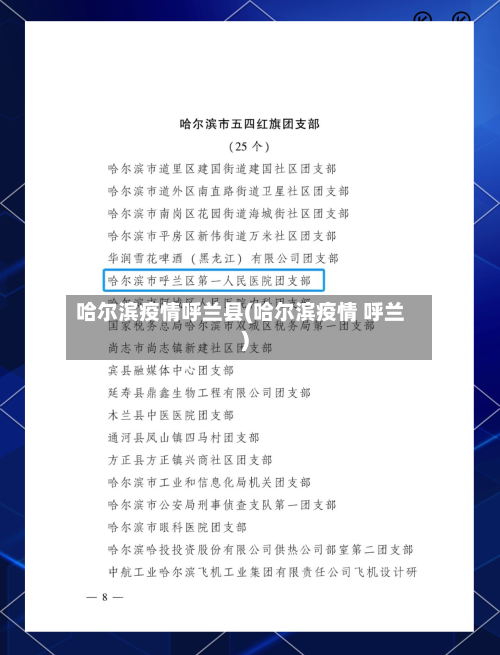 哈尔滨疫情呼兰县(哈尔滨疫情 呼兰)