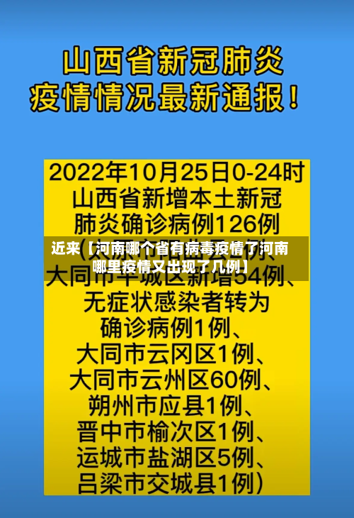 近来【河南哪个省有病毒疫情了河南哪里疫情又出现了几例】