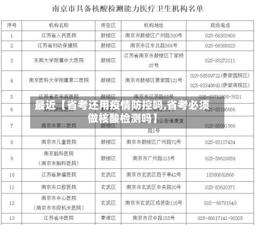 最近【省考还用疫情防控吗,省考必须做核酸检测吗】